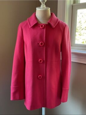 J. Crew Azalea Pink Single-Breasted Wool Pea Coat